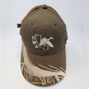CWA CALIFORNIA WATERFOWL ASSOCIATION ARMY GREEN CAMO COTTEN BASEBALL HAT MEN OS
